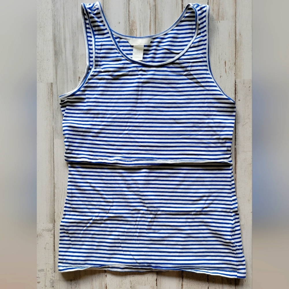 H&M Nursing Blue and White Striped Sleeveless Tank Top